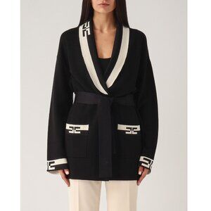 ELISABETTA FRANCHI Women's Cardigan Sweater Black Size 10/48 NWT